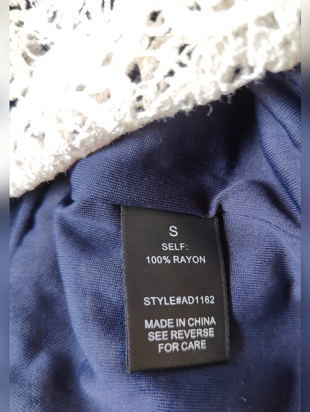 Vintage Y2K A. Calin Navy Blue Boho Embroidered Lace Trim Cami Sundress Size S - Picture 8 of 10